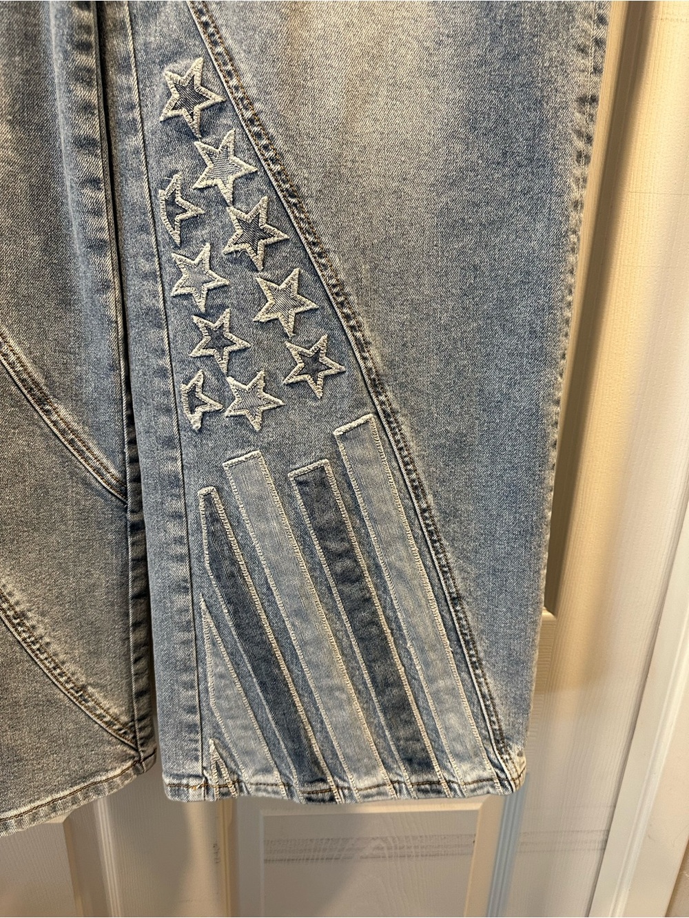 DRIFTWOOD Light Blue Star & Stripe Wide-Leg Jeans - Picture 3 of 7